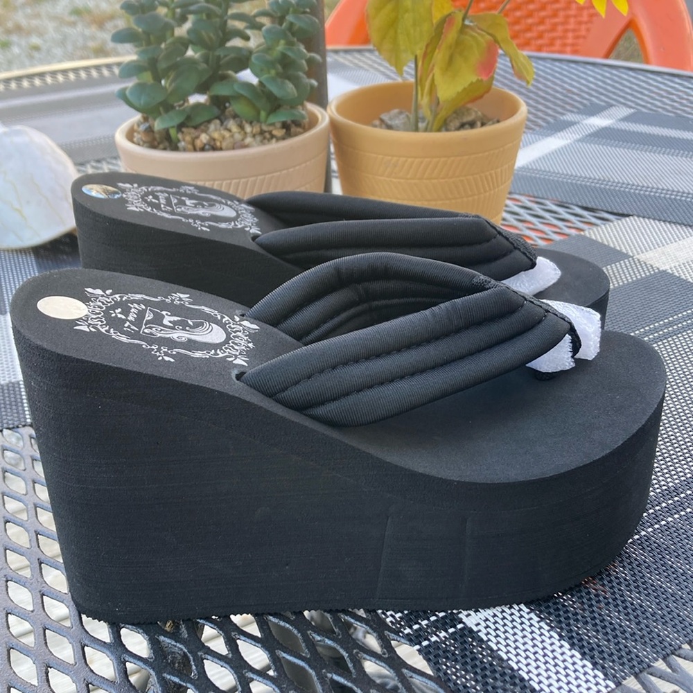 Women’s Wedge Sandals Platform Chunky Flip Flops 38